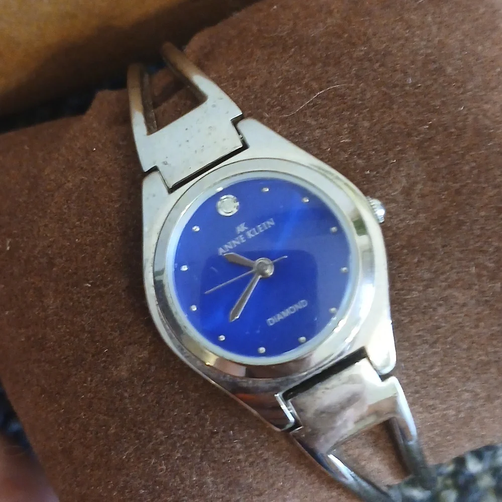 Anne Klein Silver Watch with Blue Dial